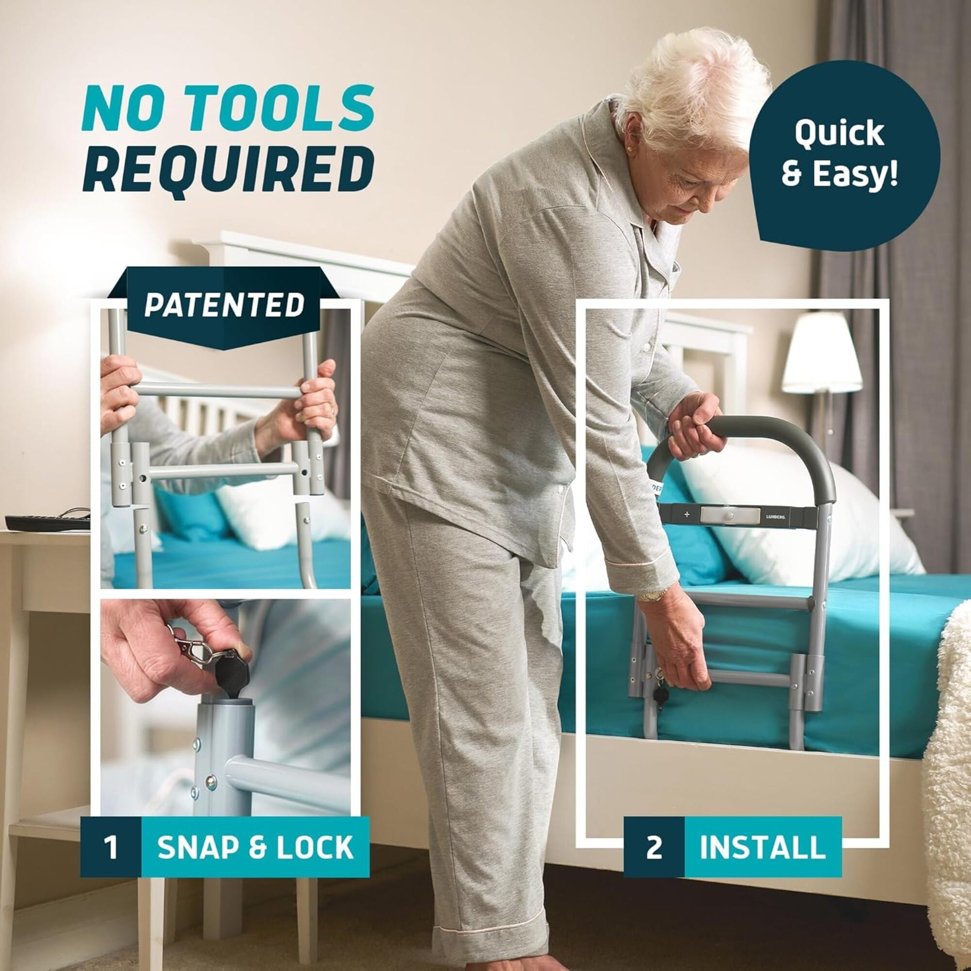 Bed Assist Rails with Motion Light