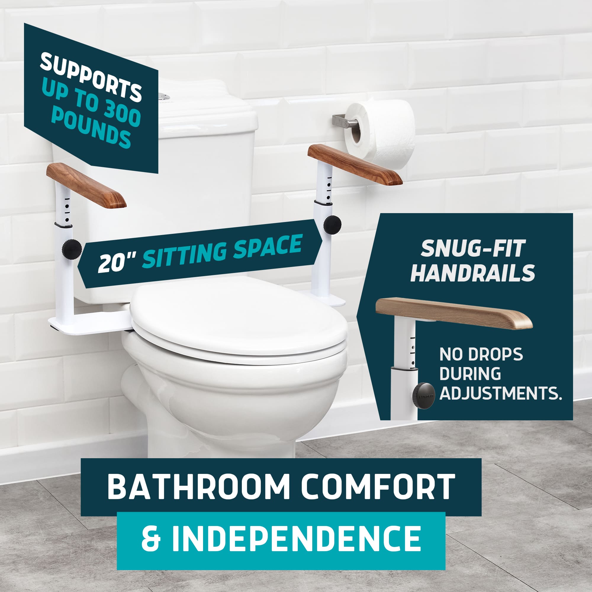 Toilet Safety Rails with Adjustable Height