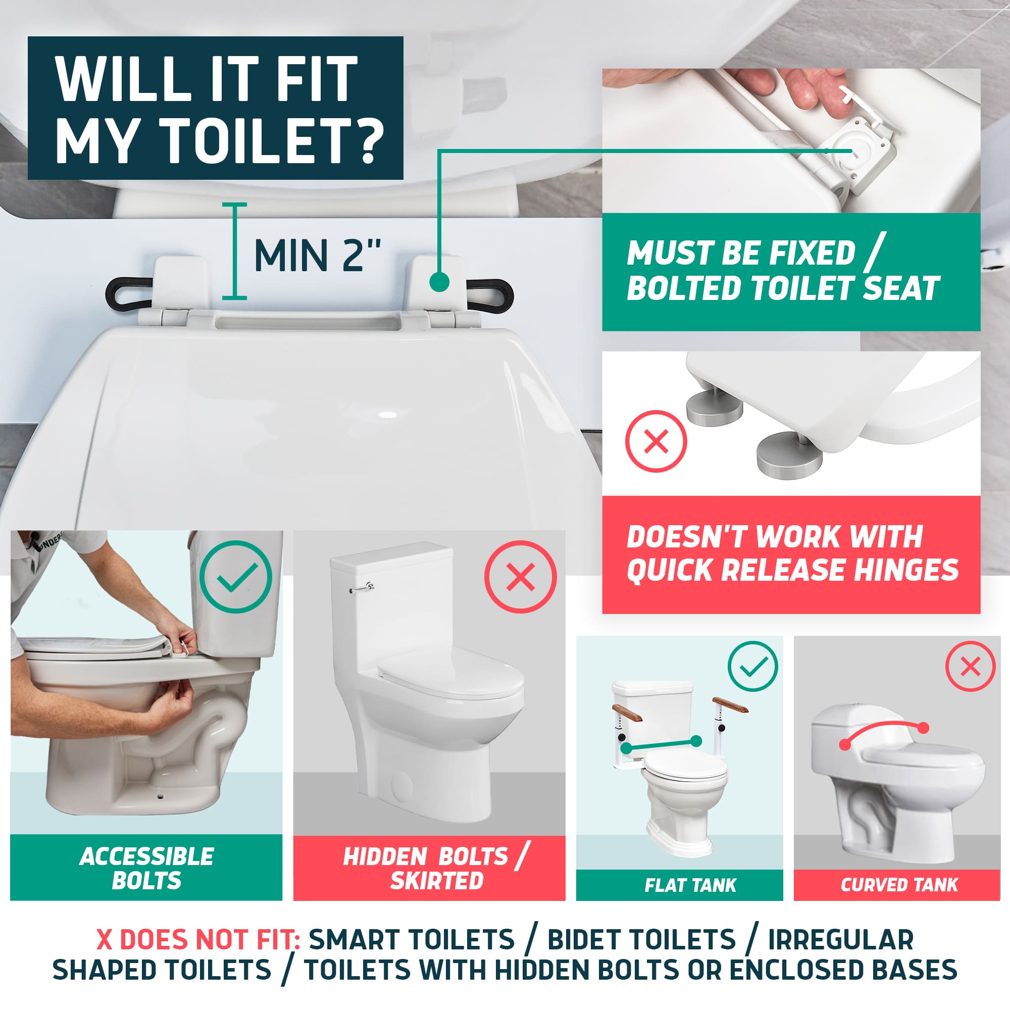 Toilet Safety Rails with Adjustable Height
