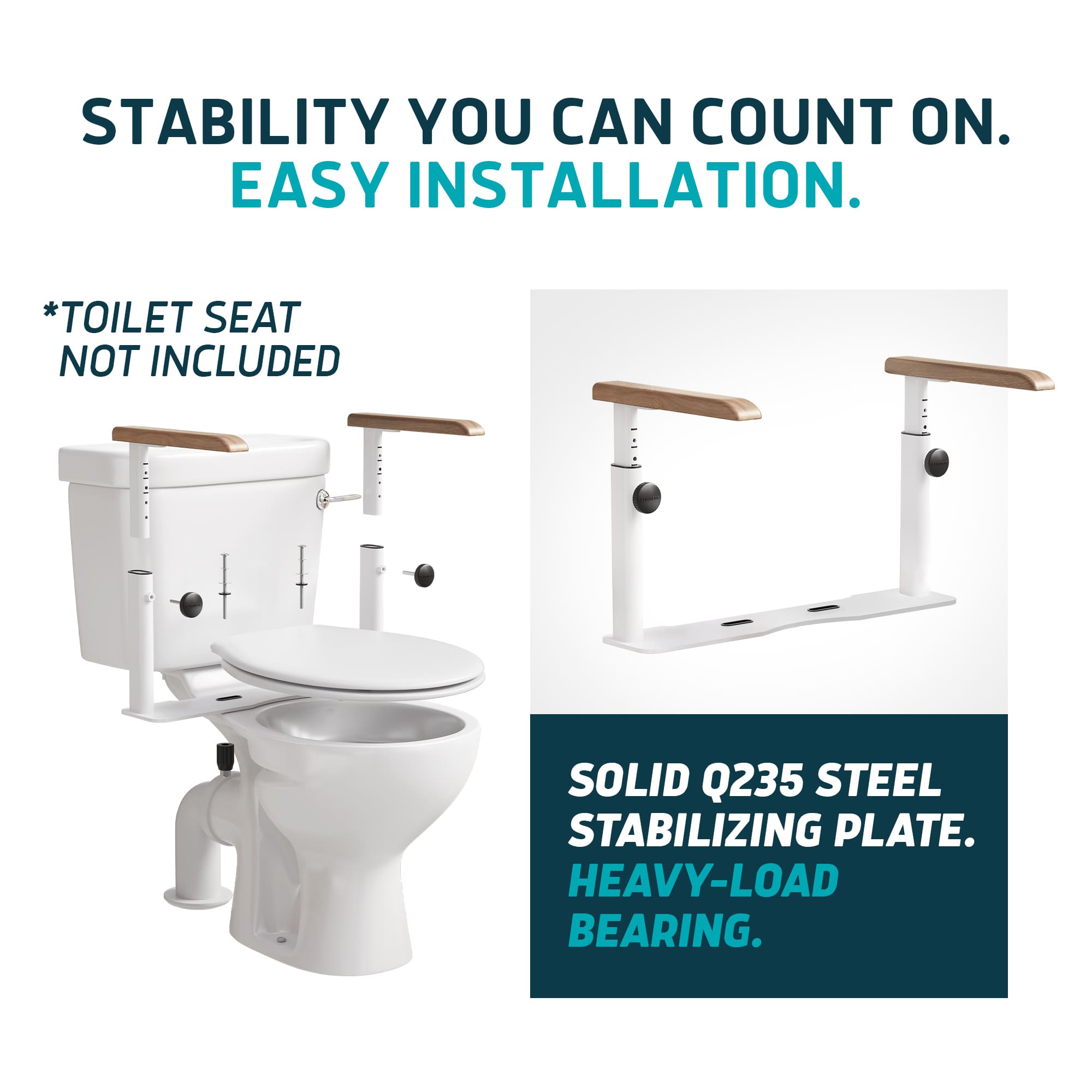 Toilet Safety Rails with Adjustable Height