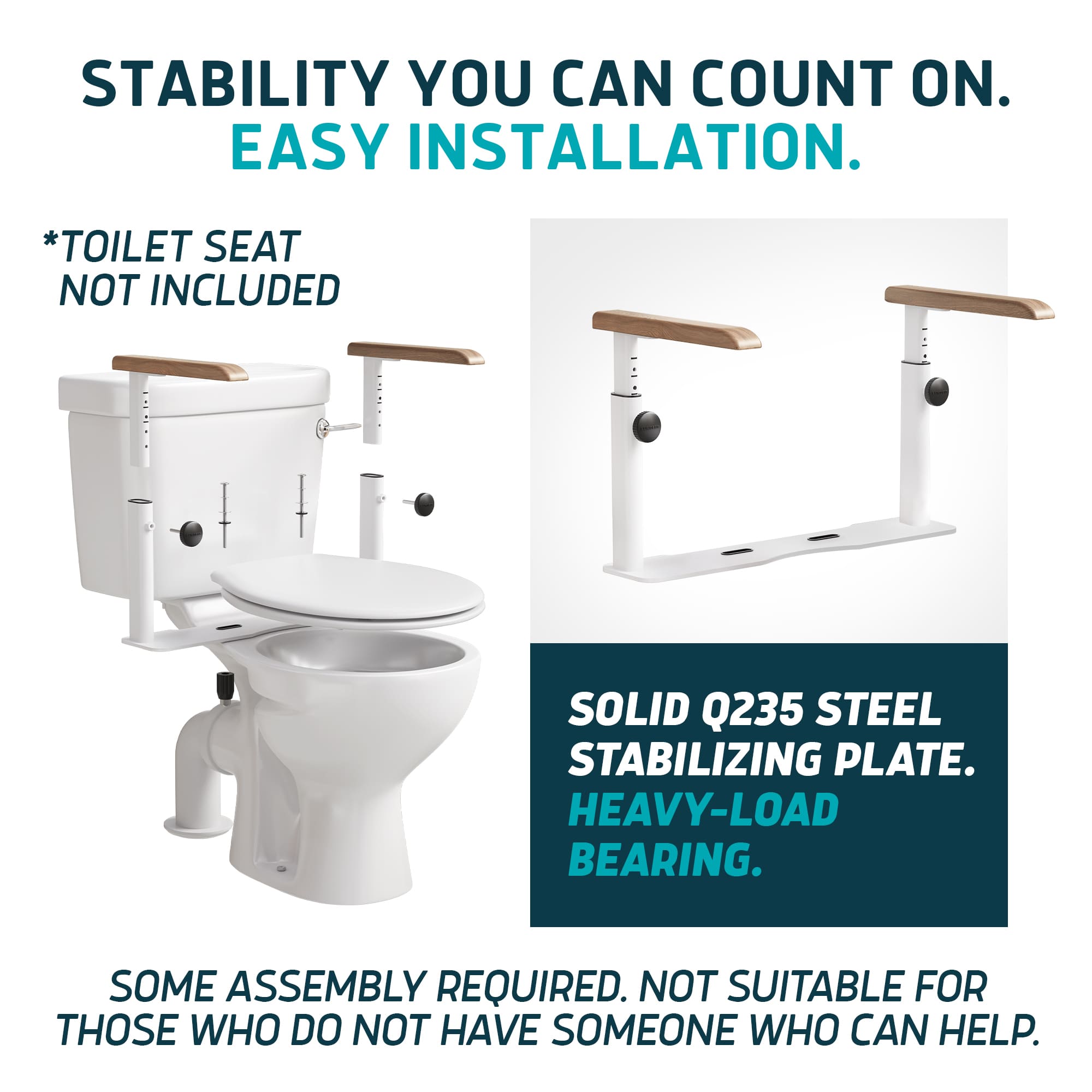 Toilet Safety Rails with Adjustable Height