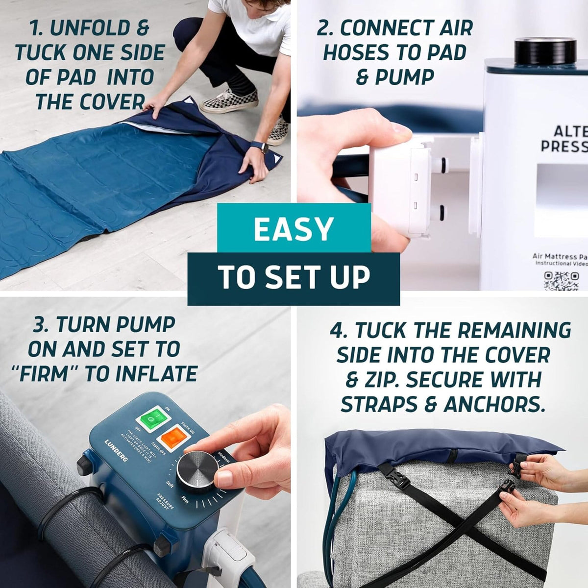 Alternating Air Pressure Pad for Chairs and Sofas with Quiet Pump