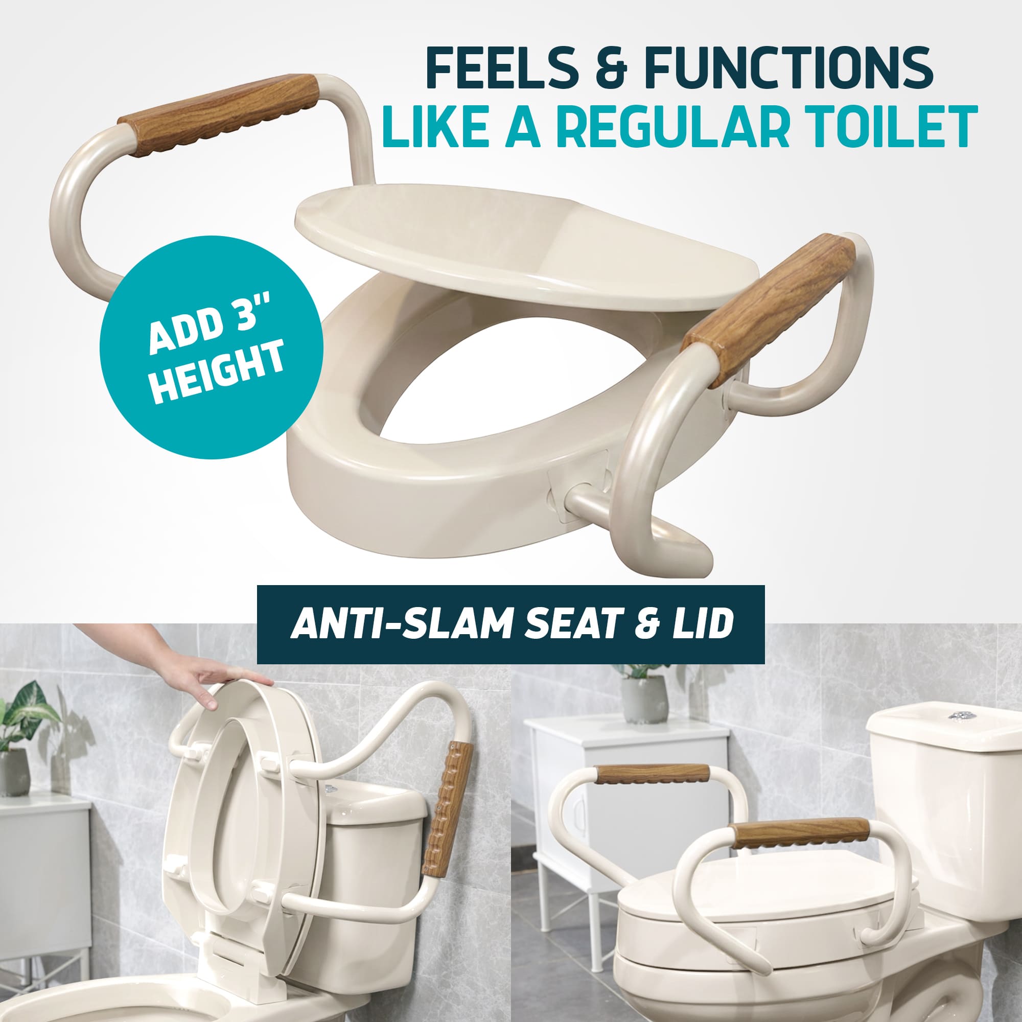 Solva Raised Toilet Seats with Handles