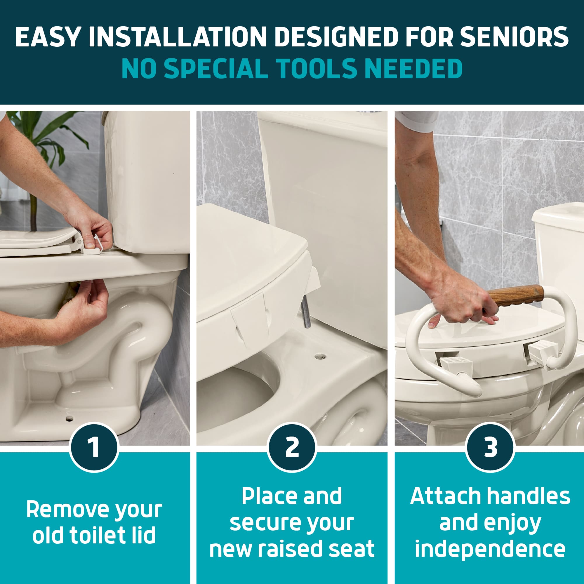Solva Raised Toilet Seats with Handles