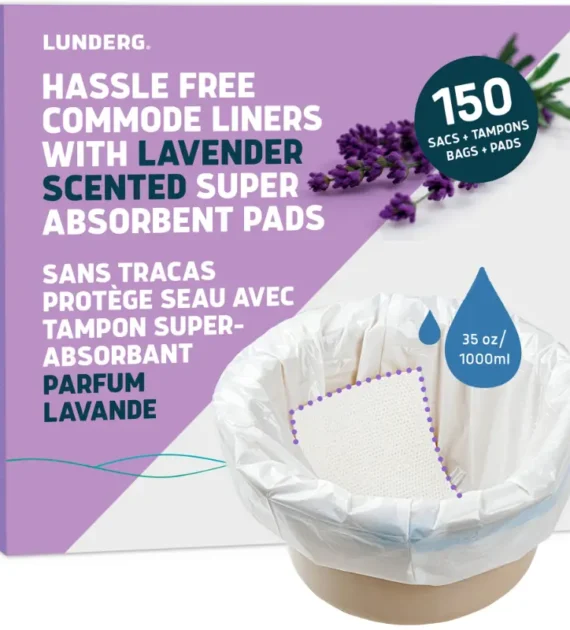 commode liners with lavender scented absorbent pads