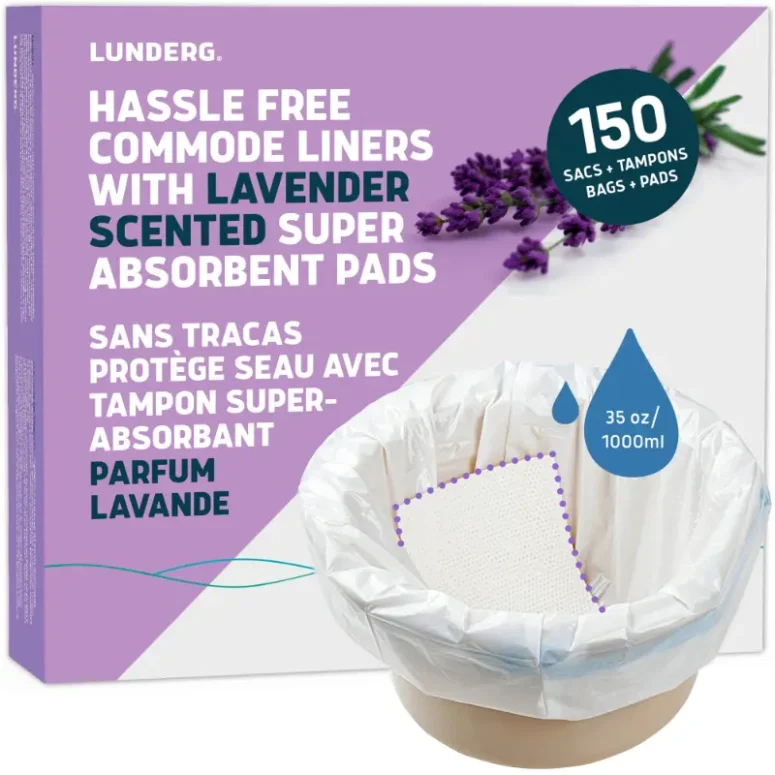 commode liners with lavender scented absorbent pads