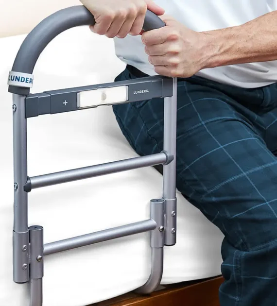 bed assist rail for seniors with slip resistant handle