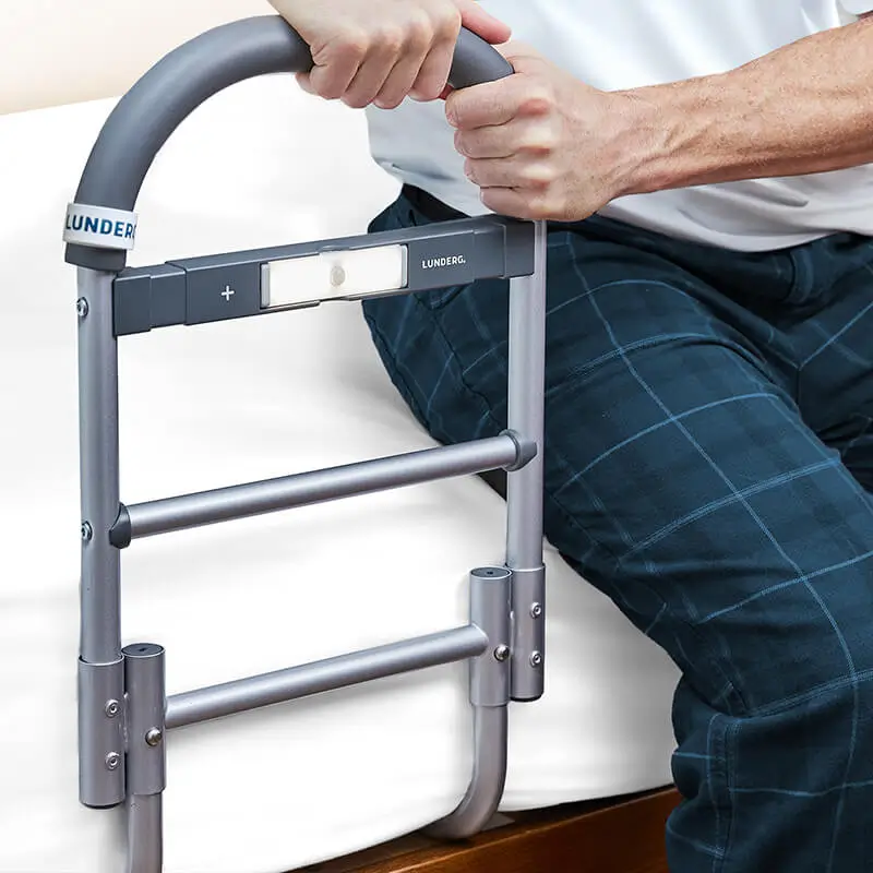 bed assist rail for seniors with slip resistant handle