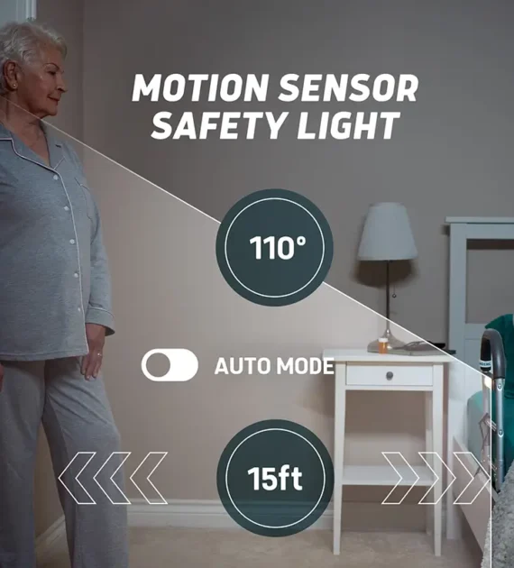bed assist rail for seniors with motion sensor light