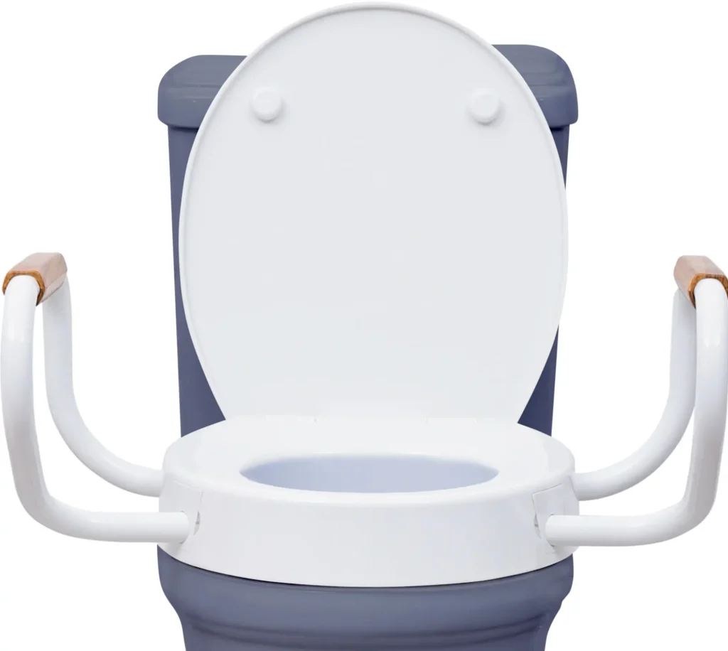 raised toilet seat with arms