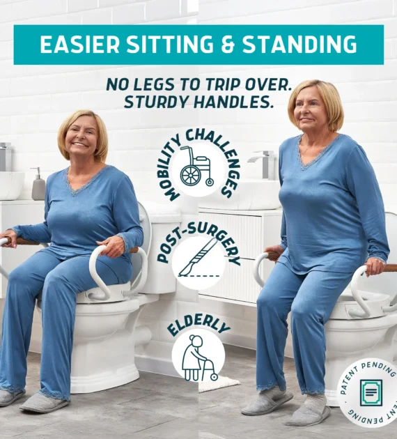 raised toilet seat with arms easy sitting