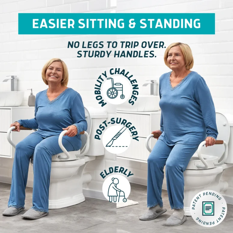 raised toilet seat with arms easy sitting