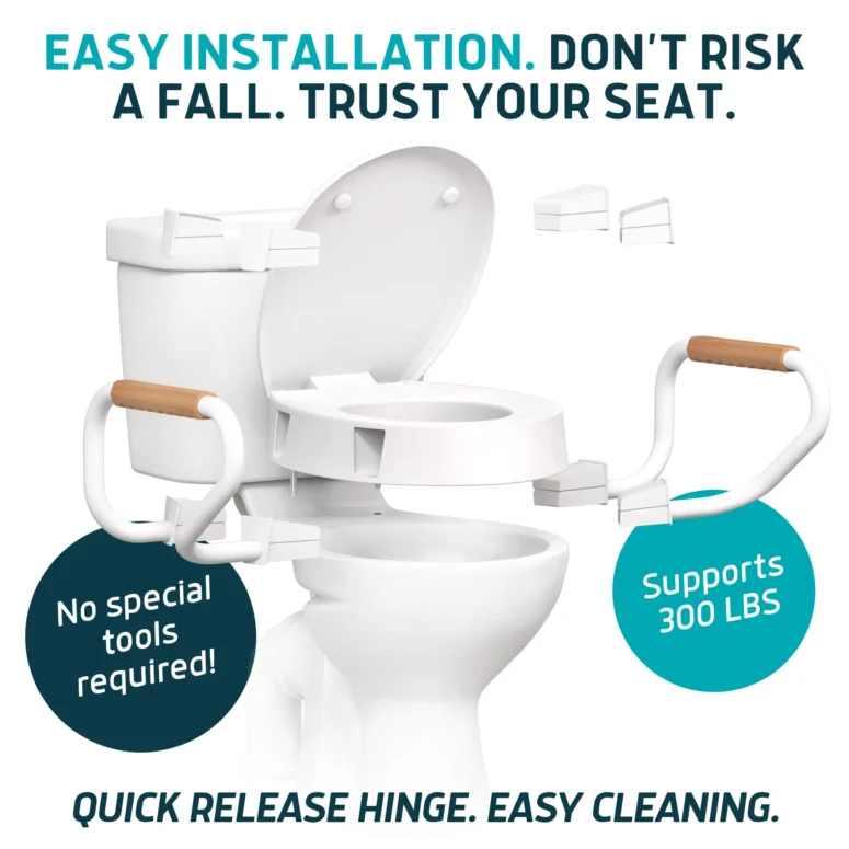raised toilet seat with arms installation
