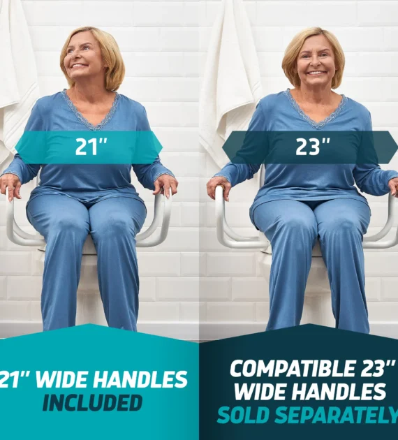 raised toilet seat with arms sitting space